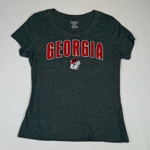 Georgia Bulldogs NCAA College T Shirt‎ Hanes Gray Red Short Sleeve Medium